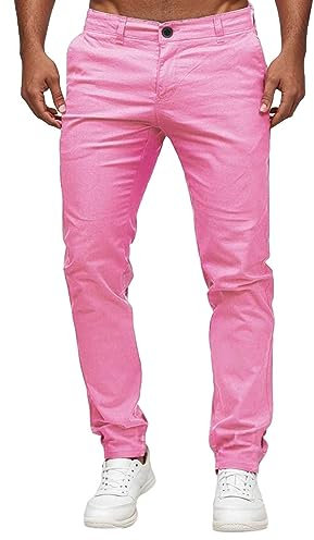 Beokeuioe Pantalon chino pour homme - Coupe ajustée - Pantalon chino pour homme - Pantalon confortable et pratique pour le travail et les loisirs - Pantalon en tissu confortable, Rose, XL