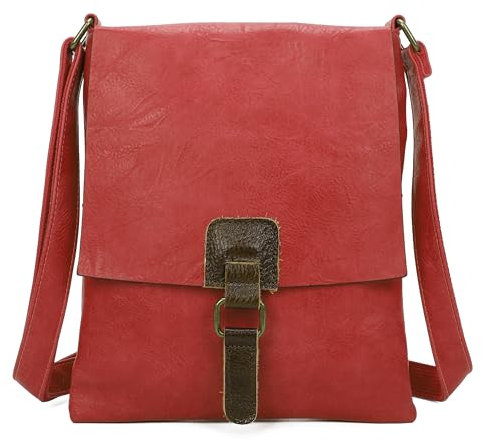 OBC Damen Tasche Crossbody Handtasche Messenger Schultertasche Umhängetasche Shopper Tablettasche bis ca. 7-8 Zoll Überschlagtasche Leder Optik Rot