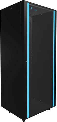 Netzwerkschrank 19 Zoll 42 HE 800x800 freistehend abnehmbare Seitenwände selbstmontierender Rahmen Serverschrank 19 Zoll für Switches UPS Server gehärtetes Glas Schwarz Rack 19 Zoll