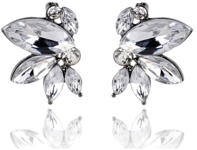 FDEETY Marquise Strass Ohrringe für Damen - Braut Hochzeit Modeschmuck für Weihnachten und Geburtstag (Weiß)