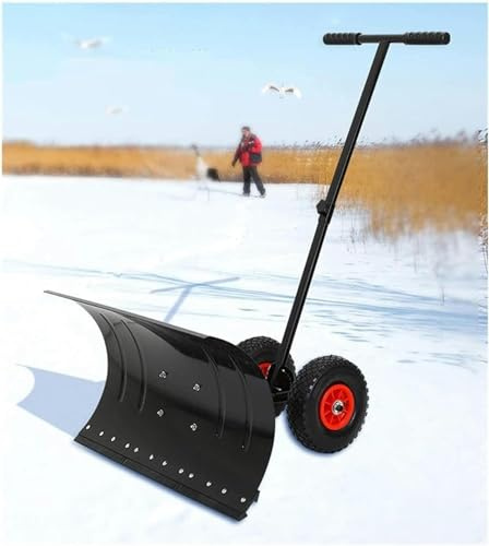 Schneeschaufel Outdoor Schneeschaufel mit einstellbarer Höhe Hand | Rollender Schneepflug mit Rädern für Straßenschneeräumungswerkzeuge Schneeschieber