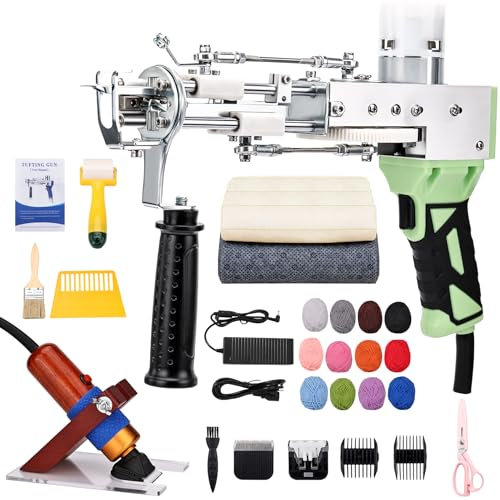 zowwfast Teppich-Tufting-Pistole, Starter-Set mit Teppichschneider, 2-in-1-Schnittflor-Teppich-Tufting-Set, rutschfester Griff, Teppich-Tufting-Pistole, Set mit digitaler Bildschirmsteuerung,