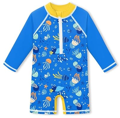 Baby Langarm UV Shirt Einteiliger UPF 50+ Schnelltrocknend Badebekleidung Qualle 6-12 Monate