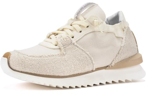 ANDiA FORA- Sneaker Damen Ruffle- Damen Sneaker aus echtem Leder und Stoff - Elegante Damen Sneaker Handwerksqualität- Bequem, Leicht- Weiß