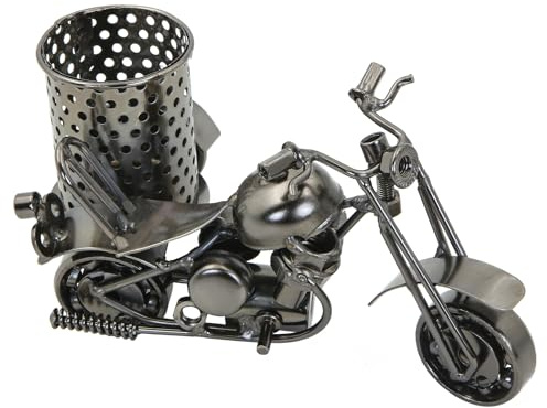 Boerni Pot à crayons créatif rétro en forme de moto, pot à crayons en métal à trois roues en métal pour décoration de maison, bureau, papeterie, cadeau
