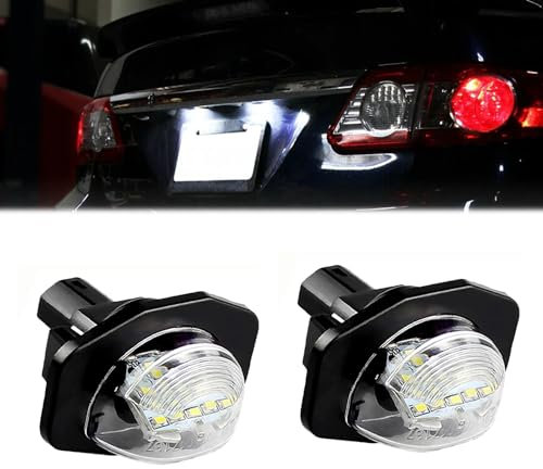 BHZNGD Kfz-Kennzeichenbeleuchtung, 12 V, 6000 K, weiß, wasserdicht, IP67, Kennzeichenleuchte, Rücklichter, kompatibel mit Toyota Sienna 2011-2020, Corolla 2009-2013, für S/cion xB xD 2008, 2 Lampen