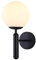 Wandleuchte Innen, Wandlampe Rund Weiss Globe Wandleuchte aus Metall, Kugel Design Wandleuchte Treppe Flurlampe Nachttischlampe Wand Beleuchtung für Schlafzimmer Bett Wohnzimmer Korridor,Schwarz
