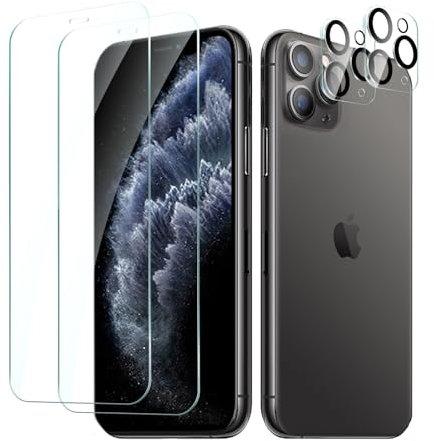 CYYAGE für iPhone 11 Pro Schutzfolie, 2 Stück Displayschutzfolie und 2 Stück Kameraschutz Folie HD Transparent 9H Härte Screen Protector Kratzfest Bläschenfrei