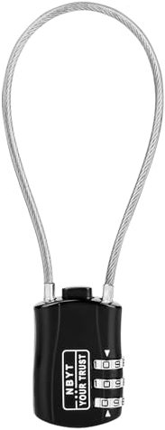 Lawnize Zinc Alloy Wire Rope Cable Lock with Resettable Combo, Black, Ideal for Bikes, Motorcycles, Luggage, Snowboards, Strollers, Cabinets, Outdoor Gear