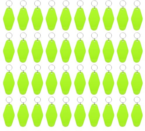 Sourcing Map 40pcs Vintage Plastic Rhombus Motel Keychains, Bright Green