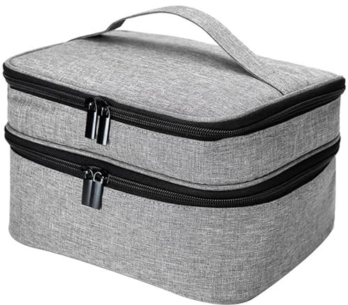 BEAHING Nail Storage Organiser, Grey, Holds 30 Bottles (15ml/0.5 fl.oz), Nail Varnish Storage, 2 Layers, Travel