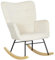 HOMCOM Schaukelstuhl, Schaukelsessel mit Samtoptik, Armlehne, Gepolsterter Sessel mit Holzkufen, Relaxsessel für Wohnzimmer, Schlafzimmer, bis 120kg belastbar, Beige