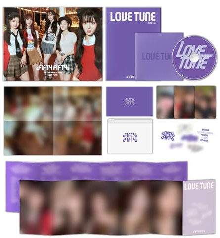 FIFTY FIFTY - [Love Tune] (Tune Ver.) Out Box + Booklet R + Photocard + Sticker + Accordion Lyric Card + Post Card + 3 Extra Photocards