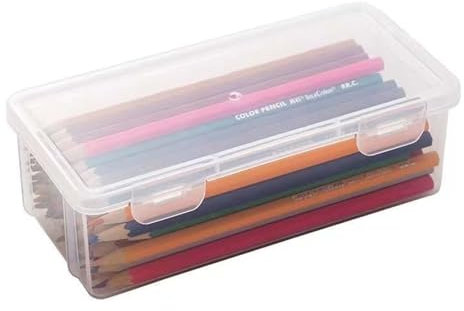 Hnonoxy Plastikbox mit Deckel, Kunststoff-Aufbewahrungsbox Stifte, Transparente Stifteboxen Stiftbox, Kunststoff Stiftebox Organizer, Aufbewahrungsbox für Schreibwaren Kosmetika Werkzeugteile (S)