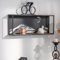K&L Wall Art Holz Wandregal Metall Hängeregal Natur Holzoptik Vintage Metallregal schwarz für Wohnzimmer (Mond hinter Bergen)