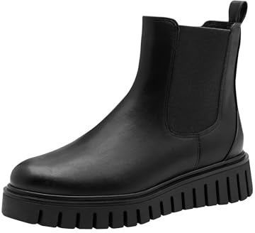 MARCO TOZZI Damen Chelsea Boots zum Schlupfen Plateau, Schwarz (Black), 38 EU