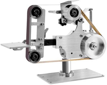 Bandschleifer Schleifmaschine Bandschleifmaschine Mini Bandschleifer Stationaer Messer 550W, 5000 U/min, 3,9 Zoll Rad, für Metallbearbeitung und Schmuckherstellung