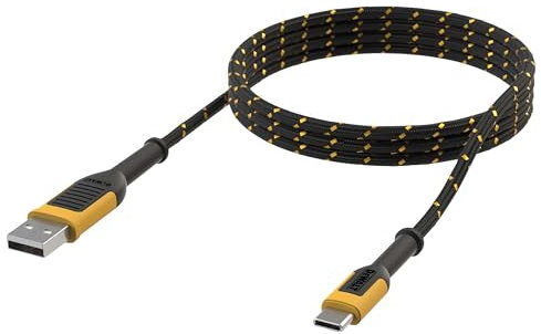 Dewalt USB A to USB C Reinforced Charging Cable 1.8 meters (6ft) Reinforced Kevlar® (withstands repeated bending and flexing) For Extra Long Life Span