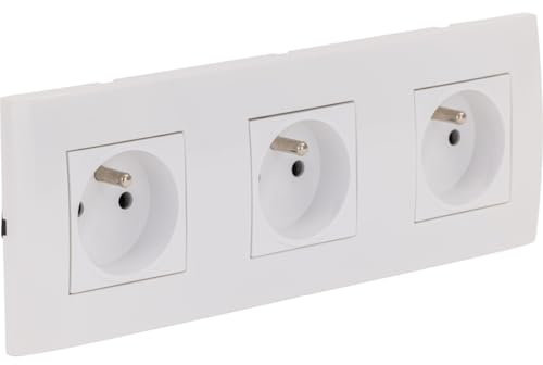 Triple prise encastrée + plaque de finition Kalya - Blanc - Zenitech