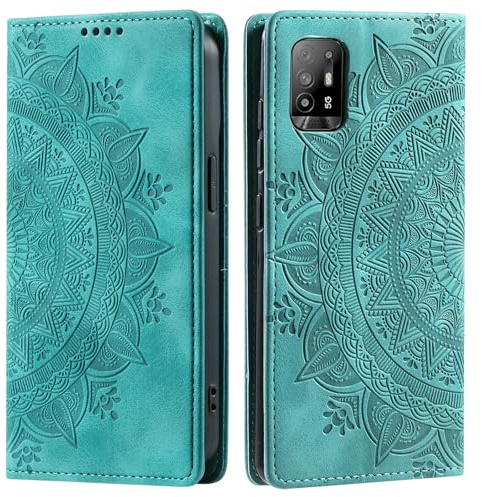 CASEONJAN Funda para OPPO A94 5G, Funda Tapa Libro Movil Carcasa PU Cuero [Ranura para Tarjeta], Flip Case Cover Billetera Carcasa para OPPO A94 5G (Vintage Verde)