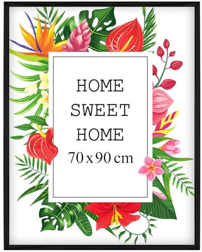 Mg Design Bilderrahmen 70x90 cm - Farbe Schwarz aus Holz, mit Acrylglas - zum vertikalen oder horizontalen Aufhängen/Aufstellen, für Fotos, Poster, Puzzles