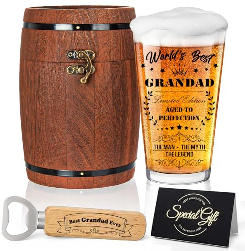 Joybble Regalos para abuelos, juego de regalo de cumpleaños para hombre, regalos del día del padre, vaso de cerveza para el mejor abuelo del mundo, regalo de primera calidad para padre, regalo de