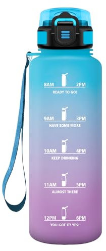 Gourde 1.5L, Bouteille d'eau Sport avec Paille, Bouteille Motivation avec Marqueur de Temps, Anti-Fuite & Réutilisable, Gourde Grande pour Fitness, Voyage, Course à Pied, Extérieur, Cyclisme