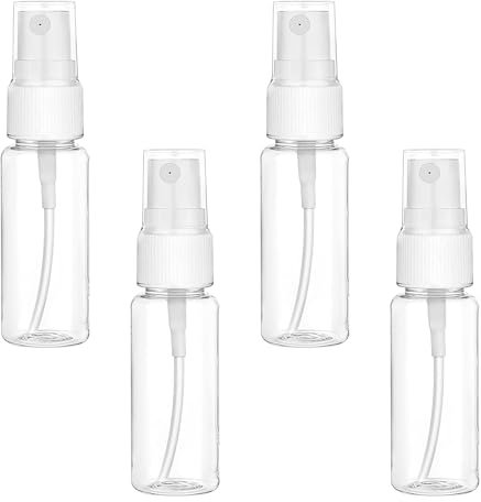 QKEINV 4Pcs Travel Spray Bottle, 0.7oz/20ml Small Spray Bottle, Mini Spray Bottles, Transparent Fine Mist Sprayer Bottles Plastic Empty Refillable Atomiser with Caps Holiday Travel Bottle