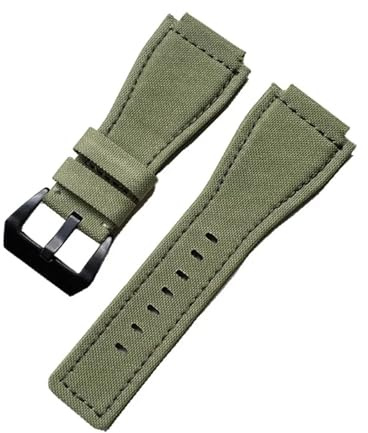 VFEBTSD Leinen-Nylon-Lederarmband, 34 mm x 24 mm, kompatibel mit Bell & Ross Wach Band BR01 BR03 Herren-Armband, Camouflage, Armeegrün, 24 mm