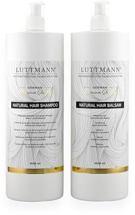LUTTMANN® Echthaar Pflegeset für Perücken & Haarteile – Shampoo & Balsam für Echthaar, Extensions & Haarverlängerungen – 2 x 1000 ml