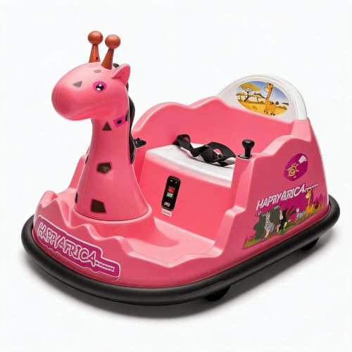Elektrisches Kinder Stoßauto Giraffe 2–5 Jahre Doppelfahrmodus Fernbedienung 360° LED Musik Stoßfest 6V Geschenk Jungen Mädchen