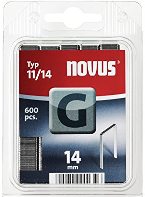 Novus Flachdrahtklammern 14 mm Länge, für Hammertacker, 600 Tacker-Klammern vom Typ G 11/14, aus verzinktem Stahldraht