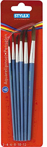 Stylex 35055 - Aquarellpinsel Größe 2-4-6-8-10-12, 6 Stück