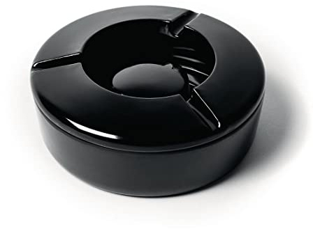 Olympia Kristallon Windproof Ashtray Melamine Pack of 6, Black | Withstands outdoor elements and restricts oxygen to extinguish cigarettes quickly without sand, keeping entrances tidy.
