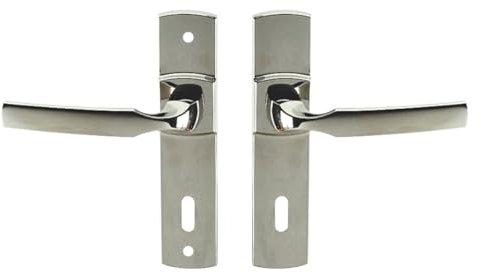 Vachette Ensemble de Poignée de Porte sur Plaque ARTIS - Version Clé L pour Porte de Chambre et Bureau - Entraxe 165 mm - Matériau Zamak Résistant - Garantie 10 Ans - Finition Platine