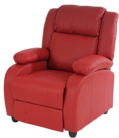 Mendler Fernsehsessel Relaxsessel Liege Sessel Lincoln, Kunstleder - rot