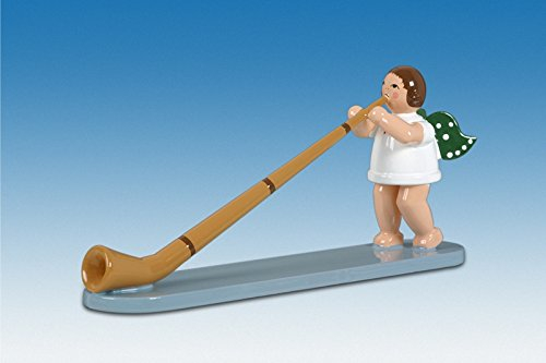 Rudolphs Schatzkiste Holzfigur Engel mit Alphorn und Krone Höhe 6cm NEU Holzengel Instrument Seiffen Erzgebirge Figur Dekoration Holzfiguren Weihnachten Fensterschmuck Spielzeug Deko Weihnachtsfigur