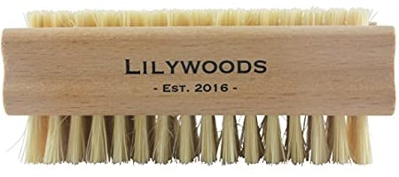 Lilywoods Extra Tough Wooden Nail Brush with Strong Cactus Double Sided Bristles
