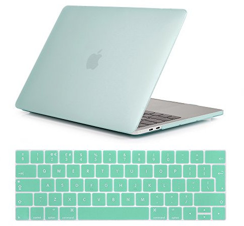 Se7enline Compatible with 2016-2019 Macbook Pro Case 2 in 1 Bundle Plastic Hard Shell Case Cover for Macbook Pro 13 inch with Touch Bar version Model A1706/A2159/A1989 with Keyboard Cover, Aqua Green