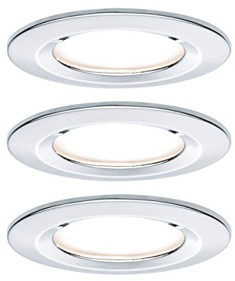 Paulmann 93499 Einbauleuchte LED Coin Nova rund 6,5W Chrom 3er-Set starr 3-Stufen-Dimmbar IP44 spritzwassergeschützt