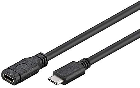 PremiumCord Rallonge USB-C 3.1 de 2 m, câble de données SuperSpeed jusqu'à 5 Gbit/s, câble de Charge, USB 3.1 génération 1 Type C Femelle vers mâle, Couleur : Noir, Longueur : 2 m