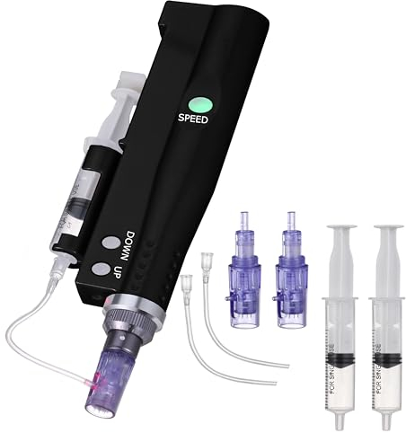 BOWKA Elektrischer Derma Pen Microneedling Pen kabellos wiederaufladbare inkl. 2 Sets Zubehör verstellbar von 0,25 mm bis 2,0 mm (BB-DMR-PEN)