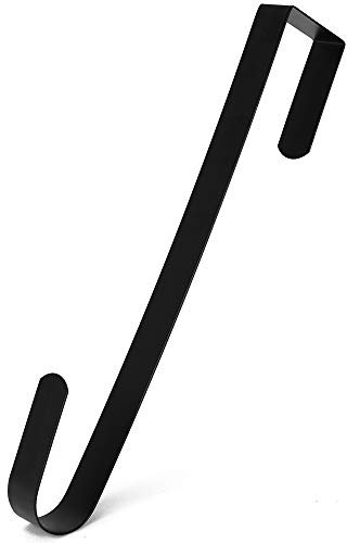 RN'D Over Door Wreath Hanger Hook - Thin Metal Overdoor Wreath Holder Seasonal Hooks for Front or Back Door (Black, 12)