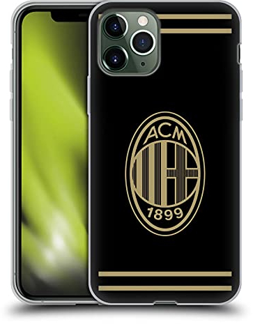 Head Case Designs Licenciado Oficialmente AC Milan Negro y Dorado Cresta Caso Funda de Gel Suave Compatible con Apple iPhone 11 Pro