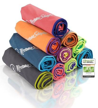 NirvanaShape Mikrofaser Handtuch - Reisehandtuch, Badetuch für Urlauber - kompakte, schnelltrocknende Microfaser Handtücher als Strandtuch, Sporthandtuch - für Reisen, Camping, Sport - 180 x 90 cm
