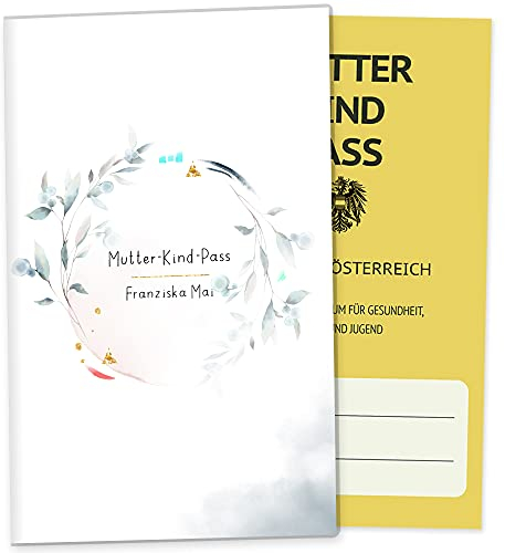 OLGS Mutter-Kind-Passhülle Österreich 3-teilig personalisiert Amazing Aquarell Geschenk für Schwangere | Schutzhülle für den MuKipass (MuKi-Pass Österreich personalisiert, Aquarell-02)