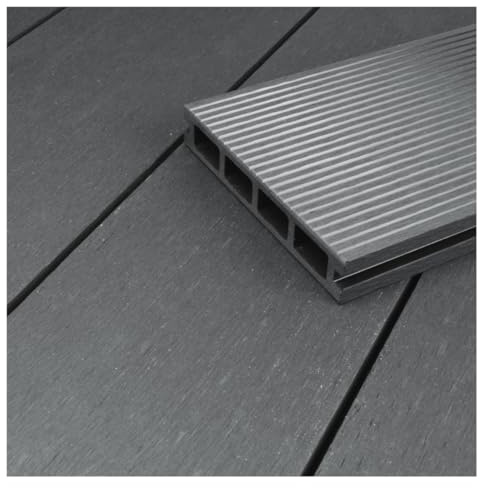 HORI WPC-Terrassendiele Kuba Hohlkammer I Terrassen-Komplettset inkl. 40x60 mm Unterkonstruktion & Clips I Wetterfest, langlebig, pflegeleicht. Fläche: 5 m² Dielenlänge:5,40 m Grau