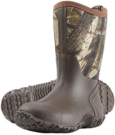 HISEA Barefoot Friendly Rain Boots for Kids Insulated Hunting Rubber Shoes