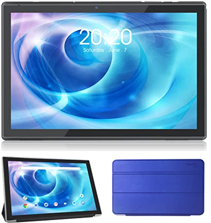 CWOWDEFU Tablette 10 Pouces avec étui,Android Tablettes AX WiFi 6,3GB RAM 32GB ROM,5MP+8MP,6000mAh,Processeur Quadricœur 1,6GHz,Tablettes WiFi à Deux Haut-Parleurs,Noir
