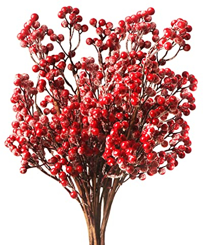 6 STÜCKE Weihnachten Rote Beeren, 50 CM Lange Künstliche Burgunderrote Beere Picks Stechpalme für Weihnachtsbaum Dekoration Handwerk Hochzeit Feiertage Winter Dekoration